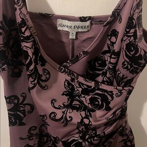 Almost Famous Mauve and Black Rose Dress